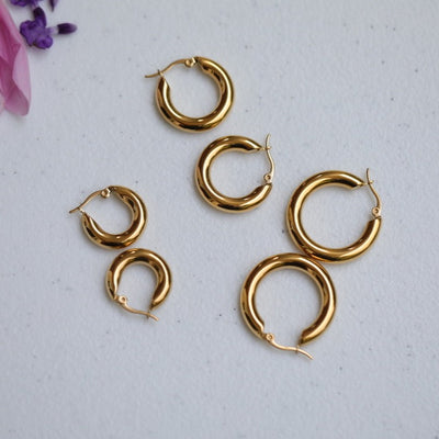 18K Gold-Filled Thick Hoop Earrings