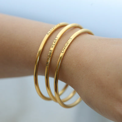 Engraved Bangle Bracelets Set of 3