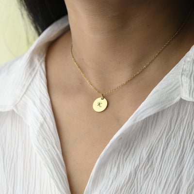 Initial Disc Pendant Necklace