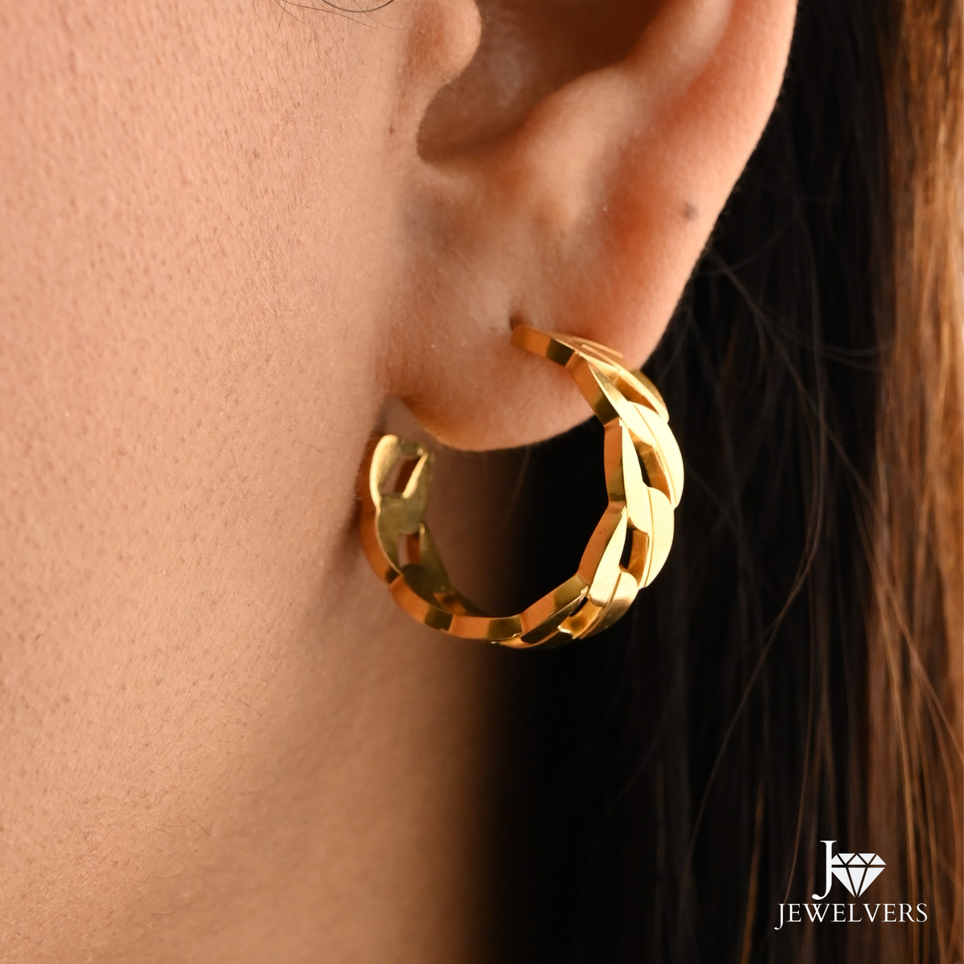 Curb link Hoop Earrings