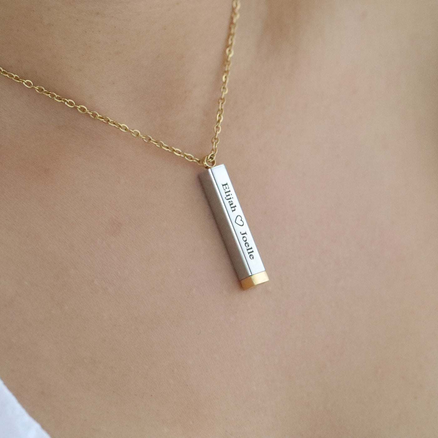 18K Gold-Filled Custom Bar Necklace • Engraved Name Necklace • Slide Bar Pendant Necklace