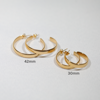 18K Gold-Filled Large Flat Hoop Earrings