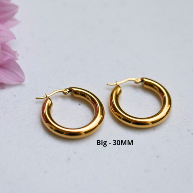 18K Gold-Filled Thick Hoop Earrings