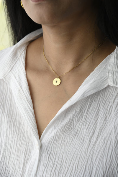 18K Gold-Filled Custom Necklace | Personalized Disc Necklace | Engraved Initial Necklace