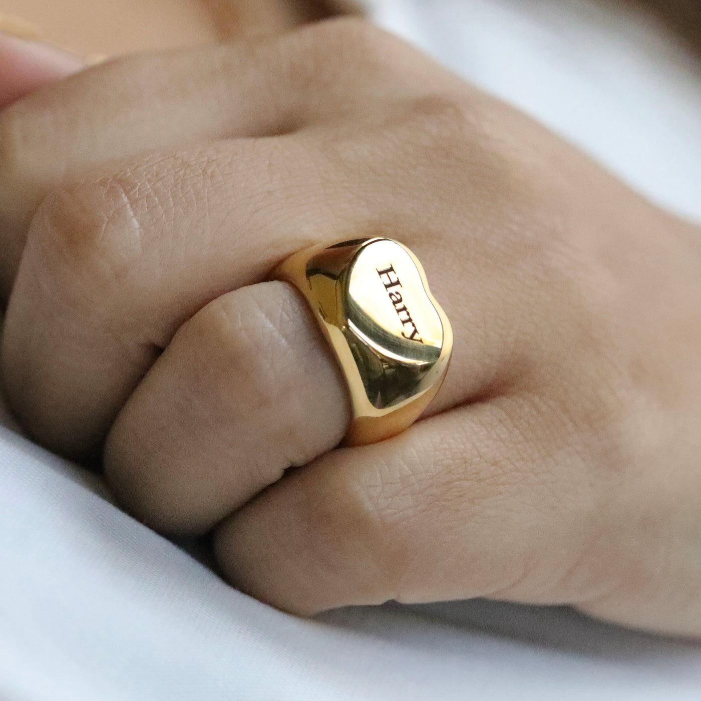 Engraved Heart Name Ring