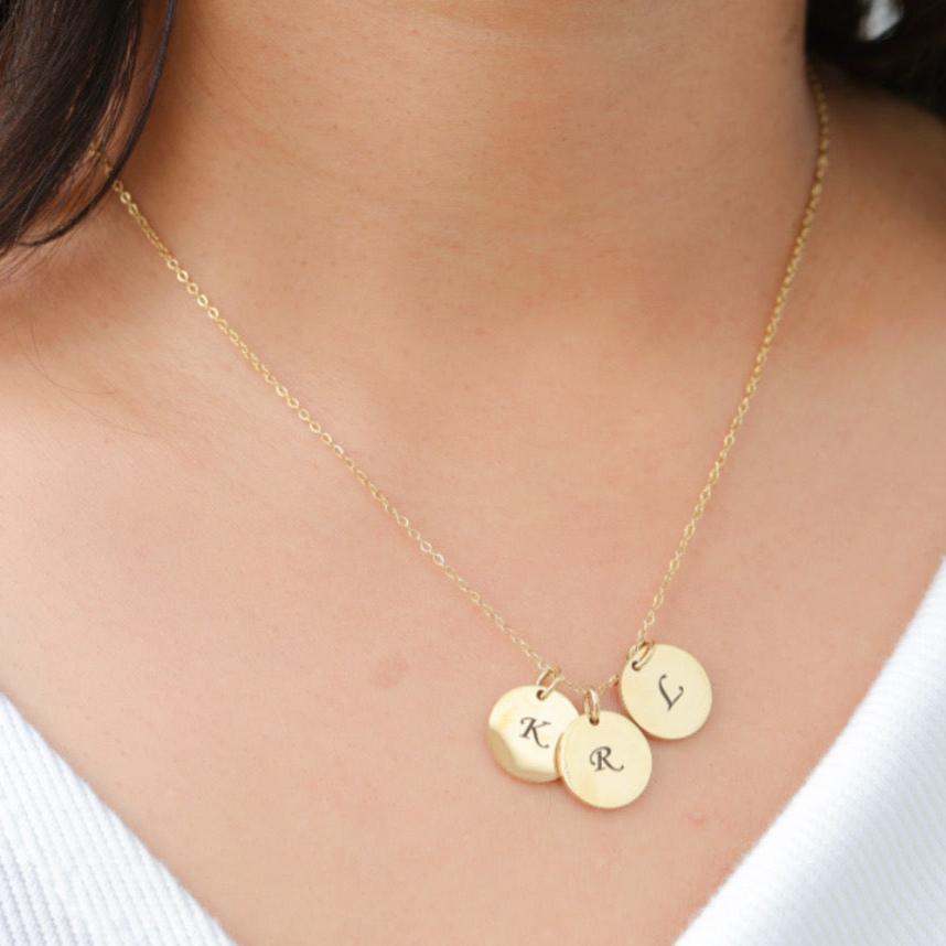 Custom Necklace | Personalized Discs Necklace | Engraved Necklace | Initial Necklace