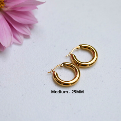 18K Gold-Filled Thick Hoop Earrings