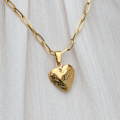 18k Gold-Filled Initial Heart Pendant Necklace - Personalized Letter Necklace - Engraved Heart Necklace | Custom Name Necklace For Women