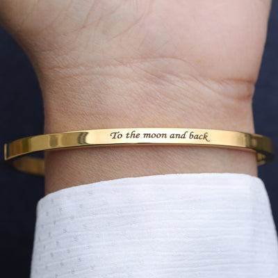 18K Gold-Filled Personalized Bracelet - Gold Zircon Bangle - Customized Engraved Bracelet