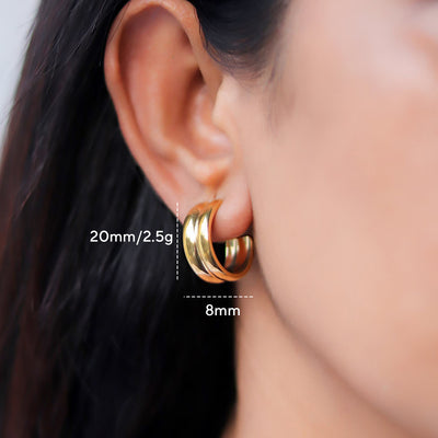 18K Gold-Filled Open Double Hoop Earrings
