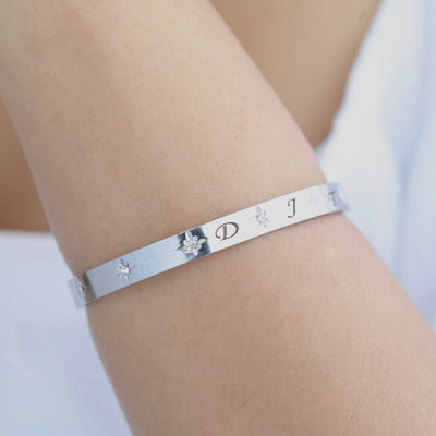 Silver Customized Engraved Bracelet 