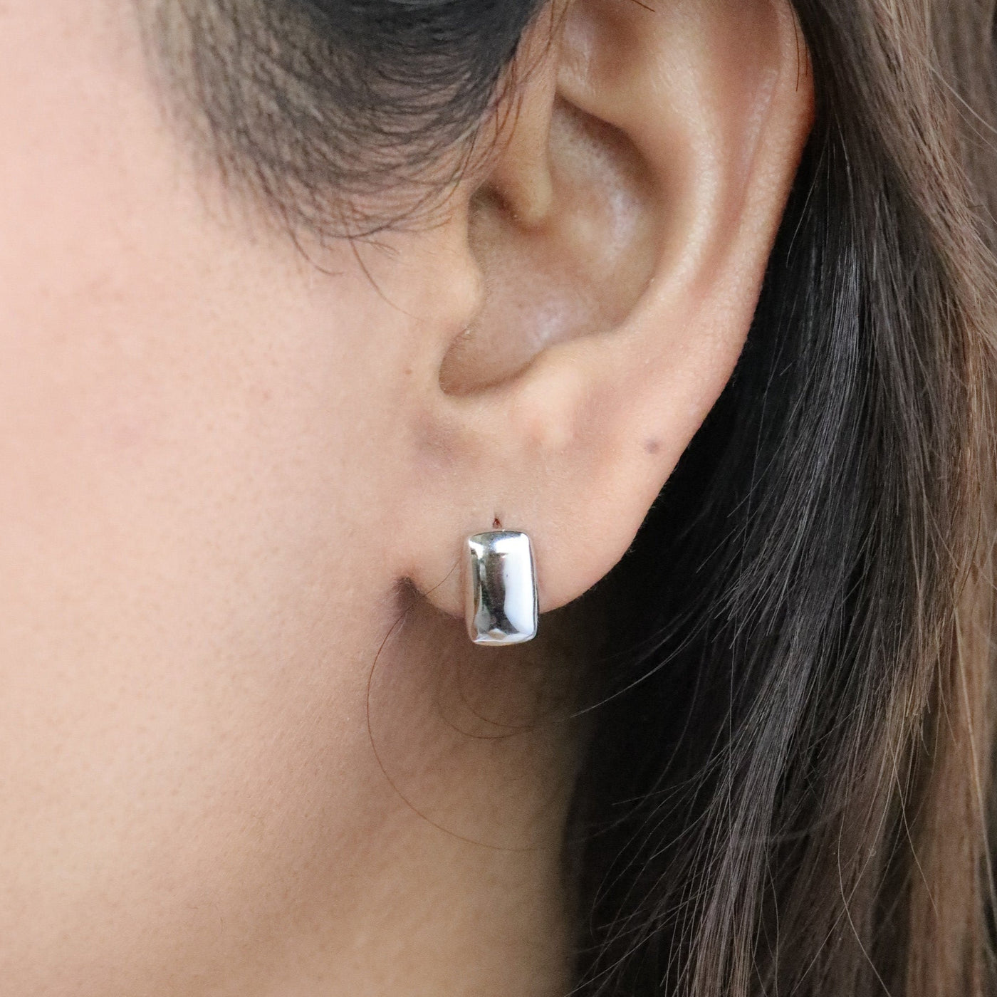 Silver Square Stud Earrings