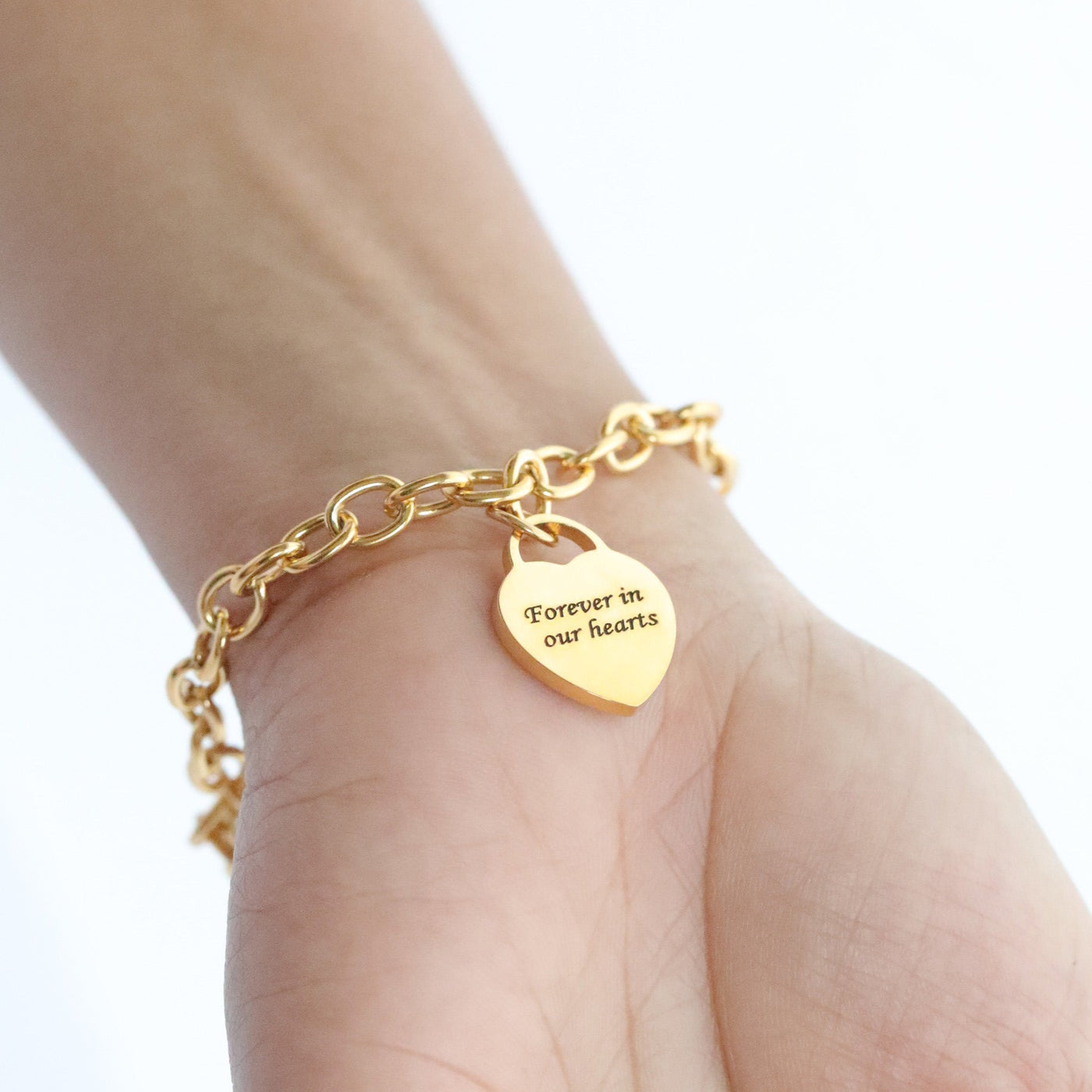 Engraved Heart Charm Bracelet