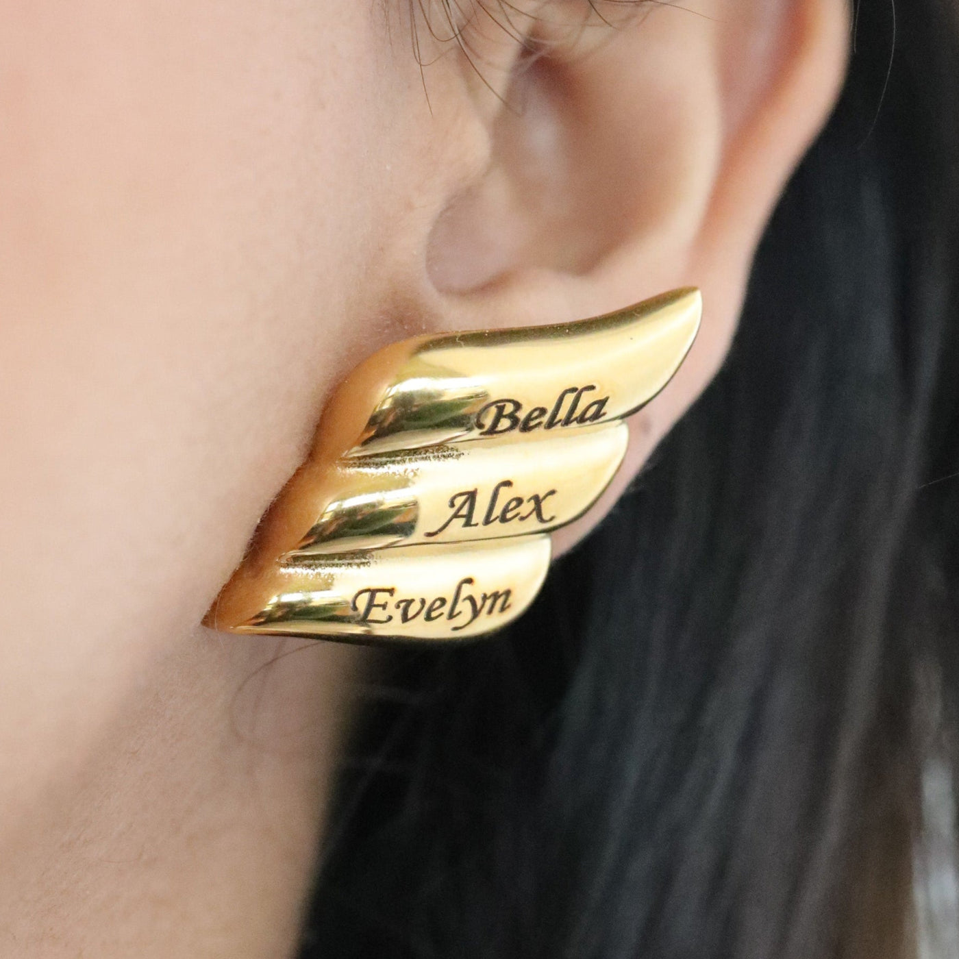 Custom Name Engraved Chunky Triple Layer Stud Earrings