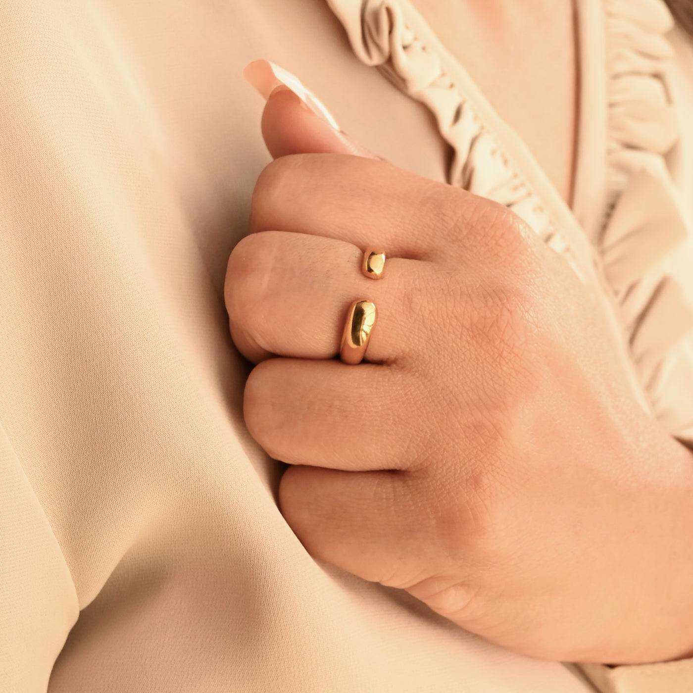 18K Gold-Filled Open Band Ring | Gold Thick Band Ring