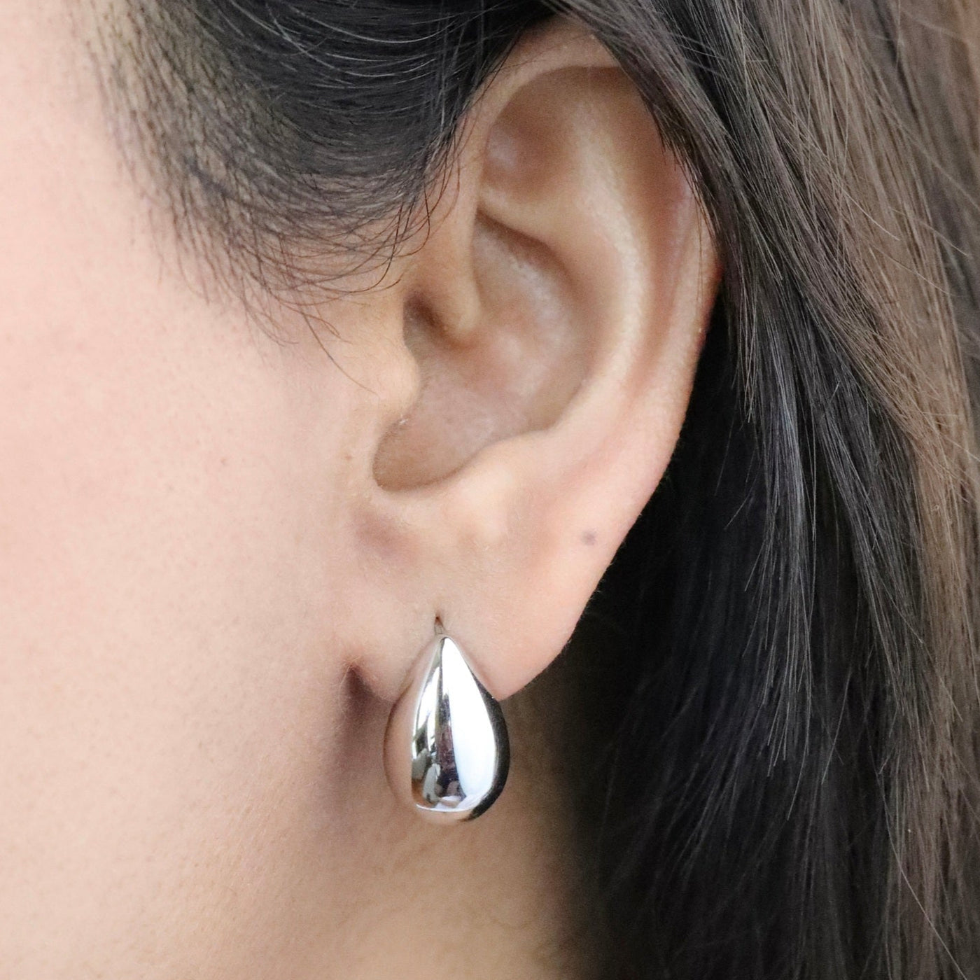 Silver Water Drop Stud Earrings