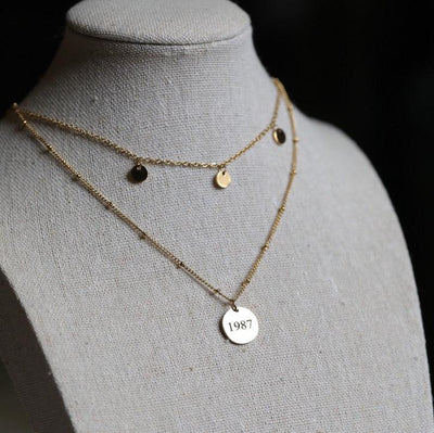 Gold Engraved Disc Necklace