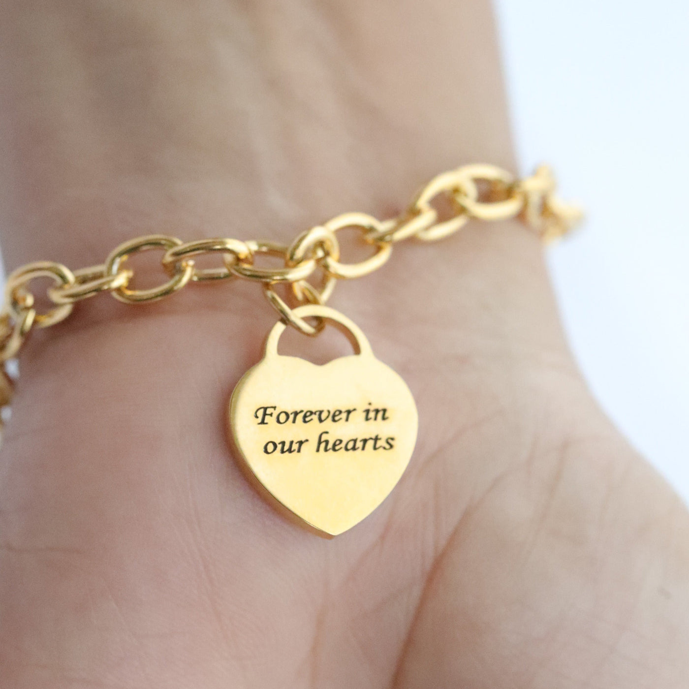 Personalized Engraved Heart Charm Bracelet