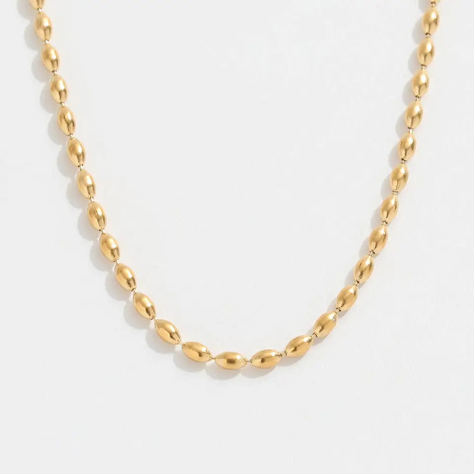 18K Gold-Filled Oval Bead Necklace