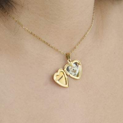 18K Gold-Filled Personalized Heart Locket Necklace with Custom Engraving and Photo