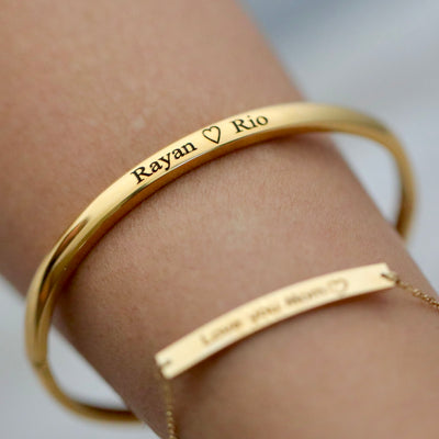 Customized Engraved Bracelet - Stackable Name Bangle