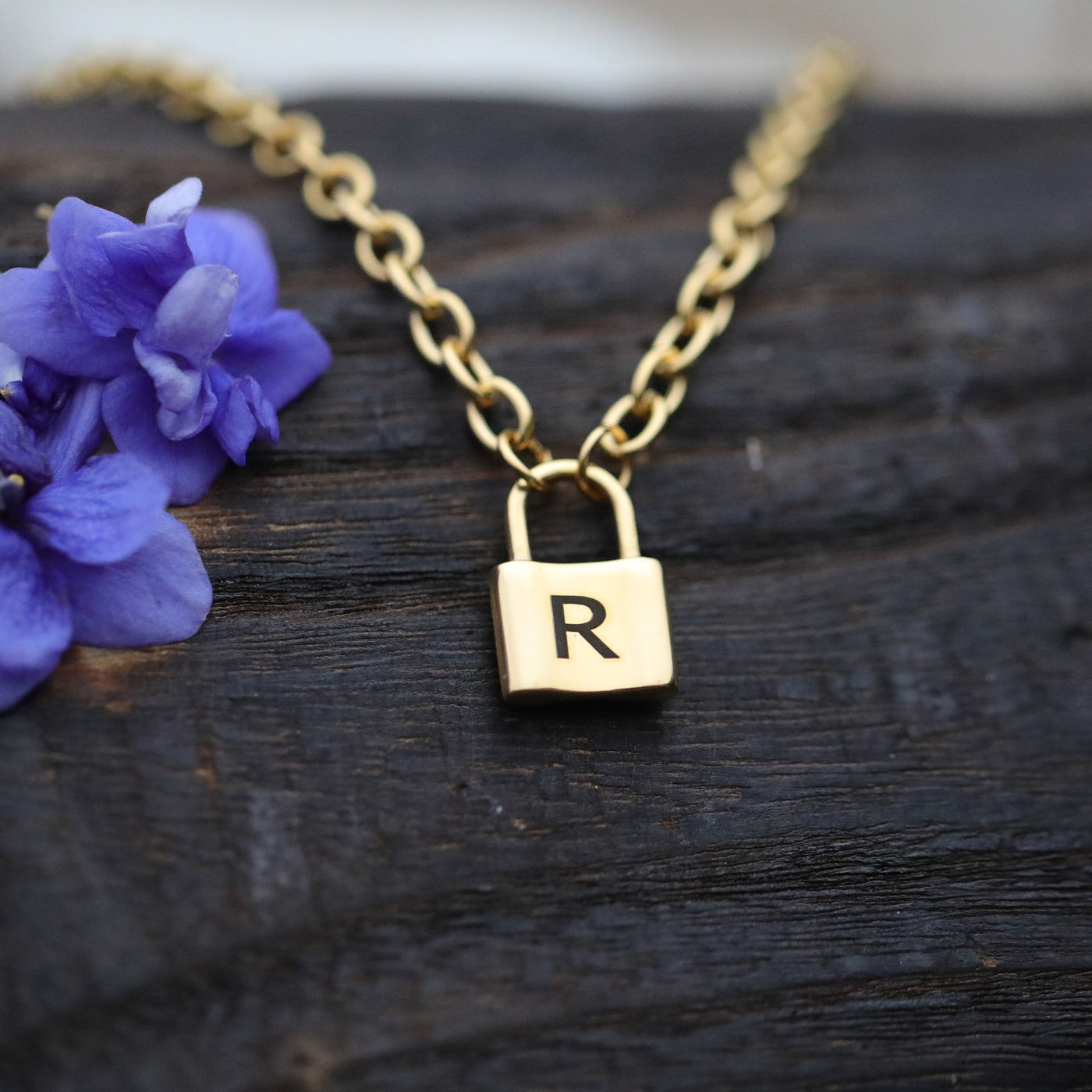 18K Gold-Filled Padlock Choker Necklace | Personalized Initial Necklace for Women