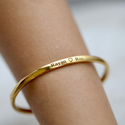 18K Gold-Filled Personalized Name Bracelet - Customized Engraved Bracelet - Stackable Name Bangle