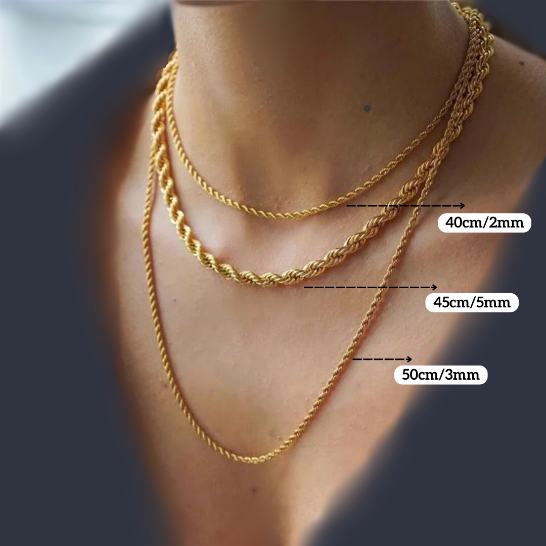 18K Gold-Filled Rope Chain Necklace For Women