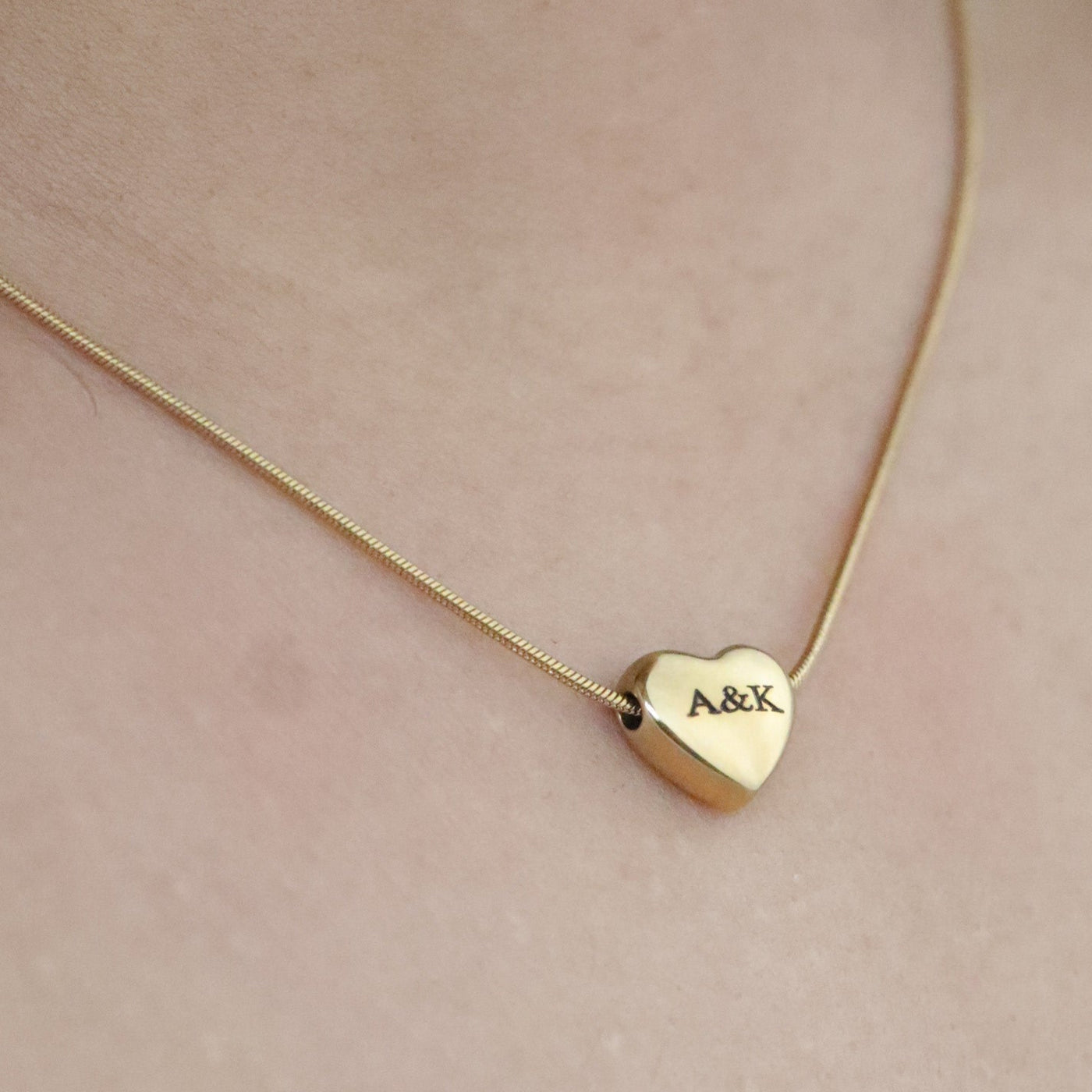 18K Gold-Filled Heart Initial Necklace | Personalized Engraved Letter Necklace