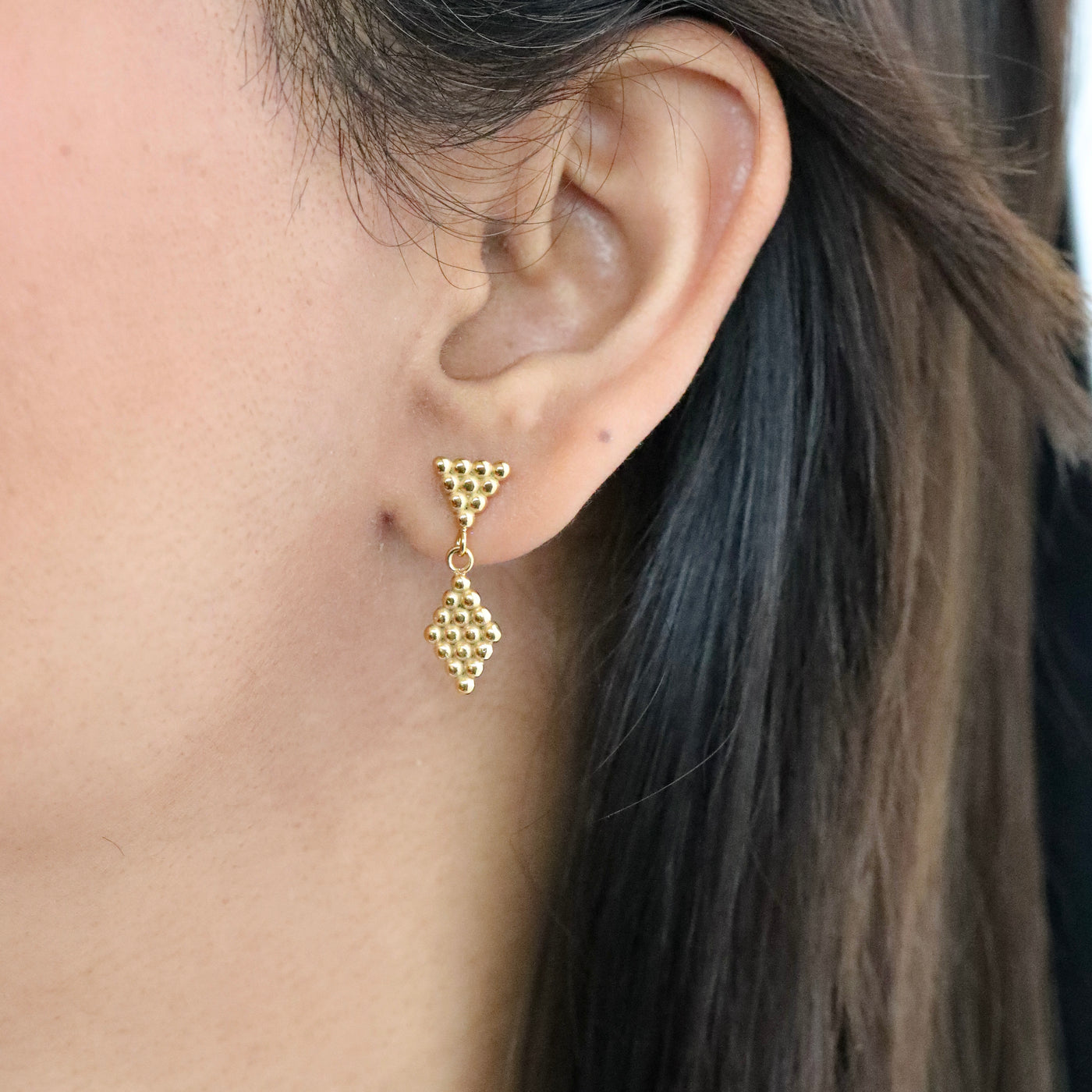 18K Gold-Filled Rhombus Earrings | Geometric Honeycomb Stud Earrings