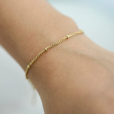 14K Gold-Filled Layered Dainty Beaded Bracelet