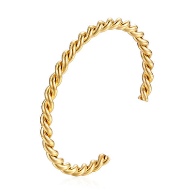 18K Gold-Filled Cuff Rope Bangle Bracelet