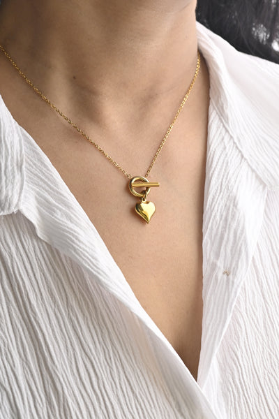 18K Gold-Filled Heart Toggle Pendant Necklace