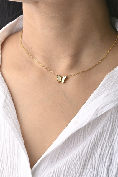 18K Gold-Filled Butterfly Shell Pendant Necklace