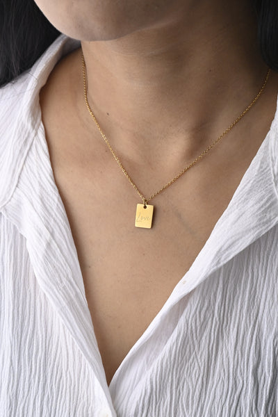 18K Gold-Filled Rectangle Love Necklace