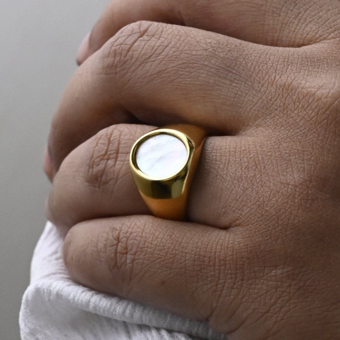 18K Gold-Filled Mother of Pearl Ring