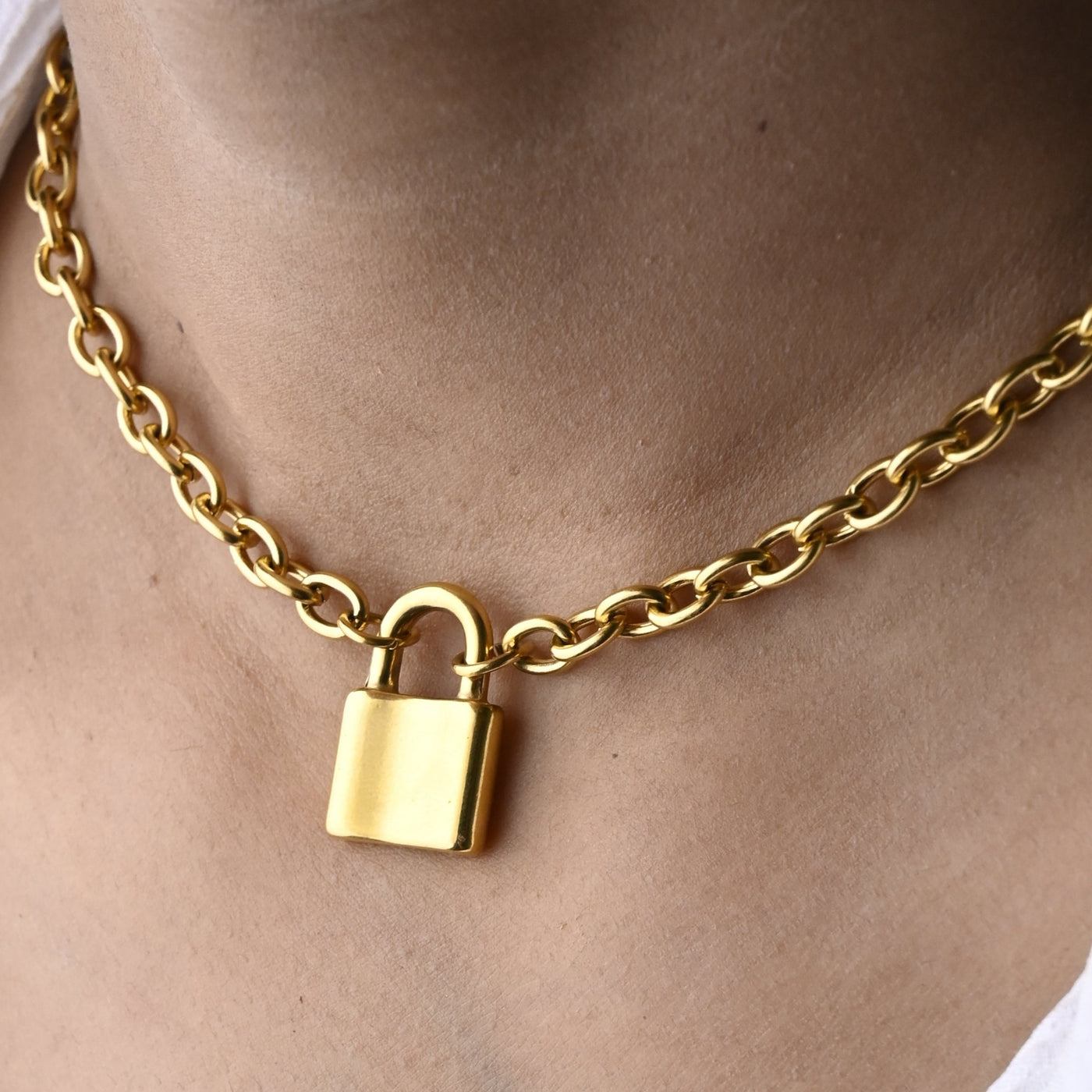 Padlock Pendant Choker Necklace