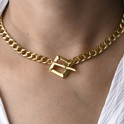 18K Gold-Filled Toggle Clasp Cuban Link Necklace