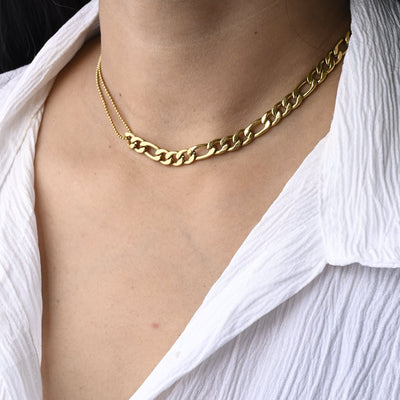 Figaro Chain Beads Choker Necklace