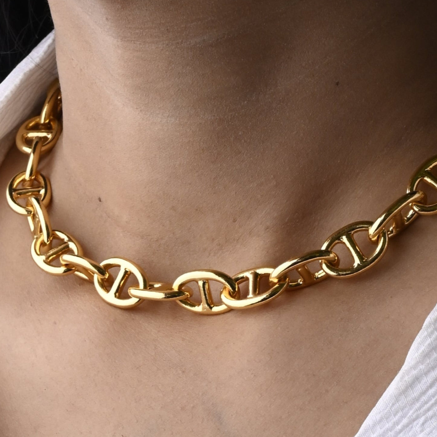 18K Gold-Filled Link Necklace for Women