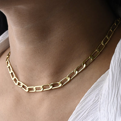 Flat Link Choker Chain Necklace