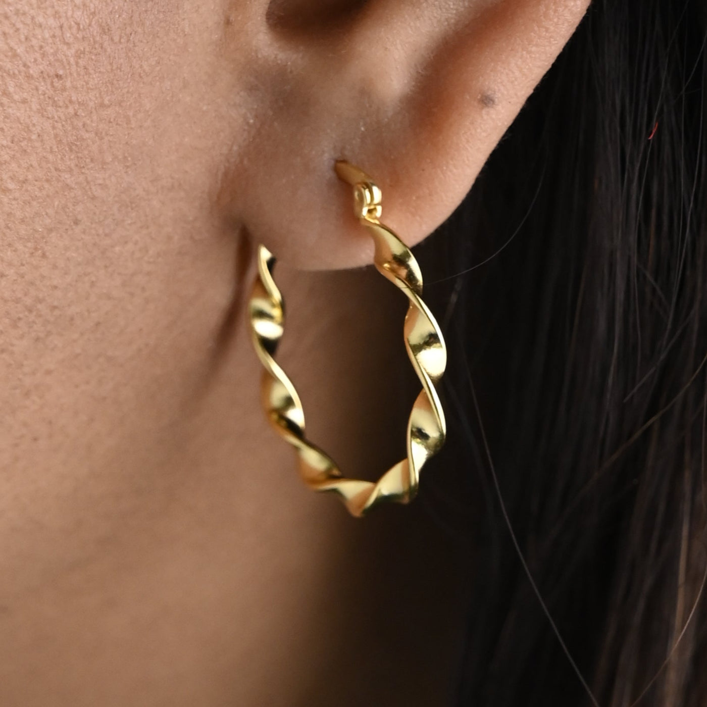 18K Gold-Filled Twisted Chunky Hoop Earrings for Women