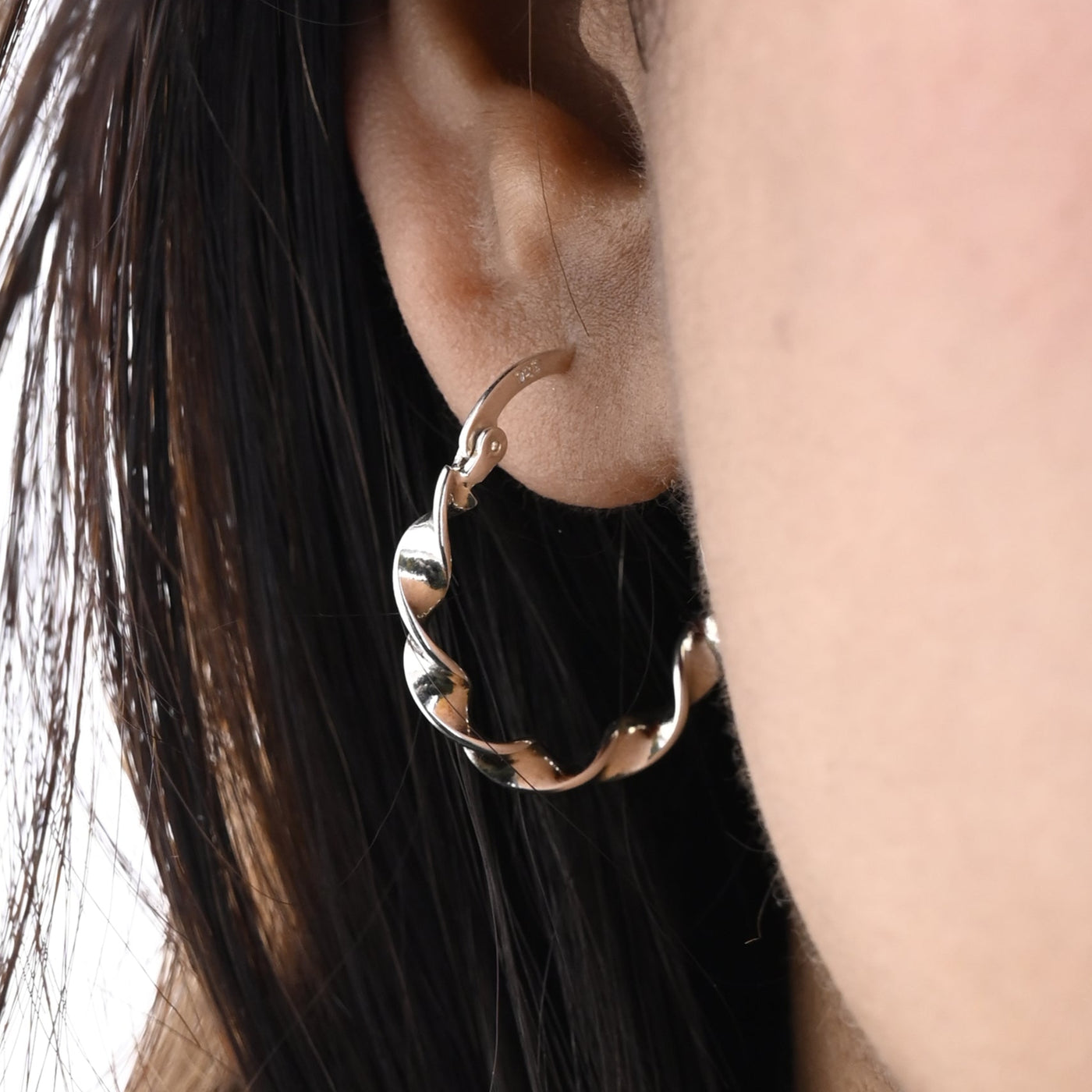 18K Gold-Filled Twisted Chunky Silver Hoop Earrings