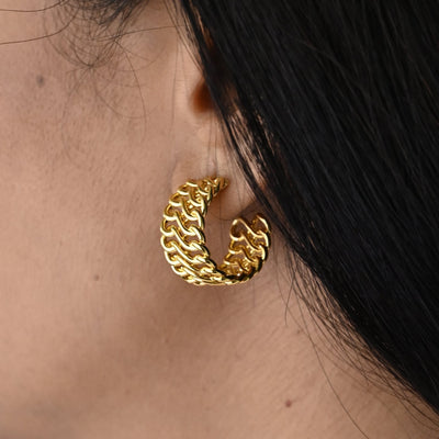 Chunky Cuban Link Braided Hoop Earrings