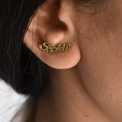 Gold Name Earrings