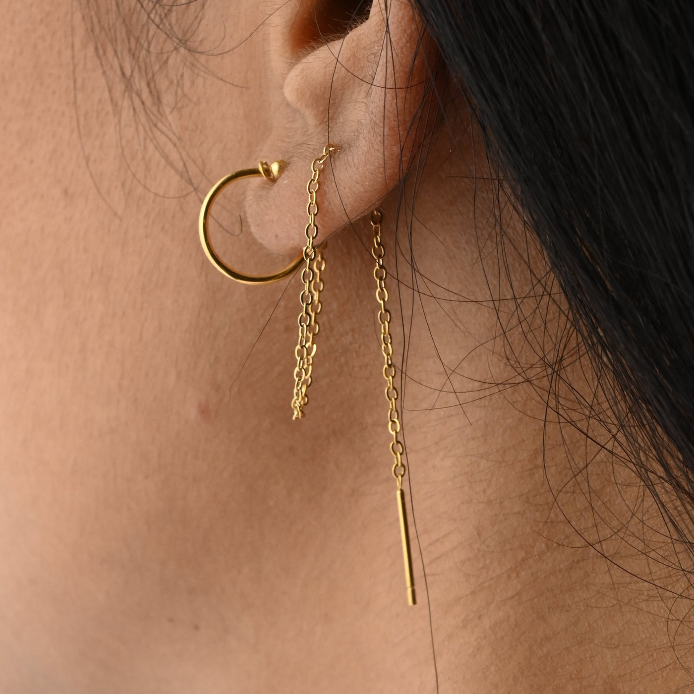 18K Gold-Filled Long Chain Threader Earrings