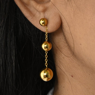 18K Gold-Filled Long Ball Dangle Earrings for Women