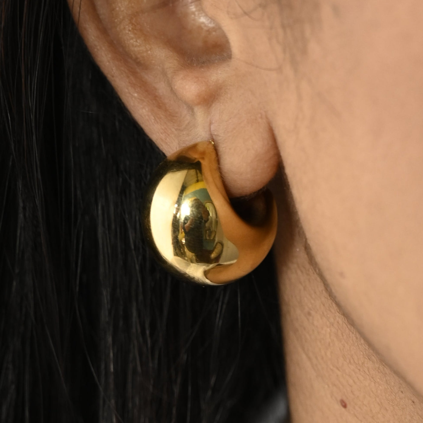 18K Gold-Filled Dome Huggie Hoop Earrings