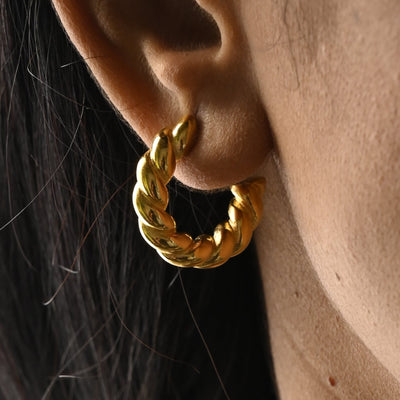 Twisted Open Hoop Stud Earrings