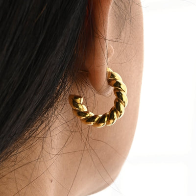 Gold Hoop Stud Earrings